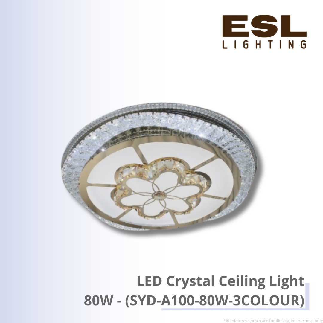 LED Crystal Ceiling Light 80W - SYD-A100-80W-3COLOUR