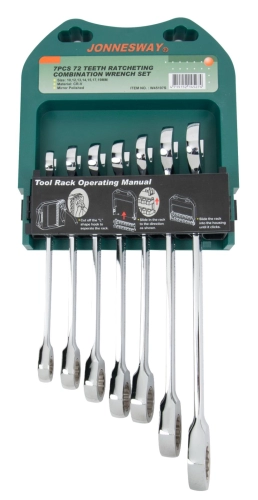 W45107S JONNESWAY  7PCS 72 TEETH RATCHETING COMBINATION WRENCH SET(MM)