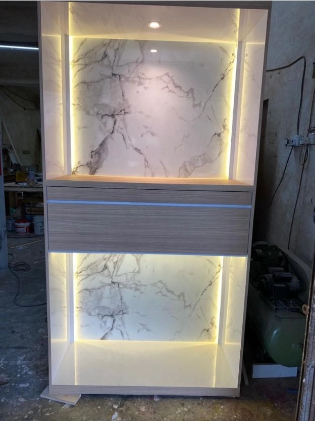 Modern Chinese Praying Altar | White MUJI Praying Cabinet Buddha Fensghui | Custom Build Praying Altar With Lights | 风水祖台 | Singapore | Malaysia | Mont Kiara | Johor | Perak | Tambun | Teluk Intan 