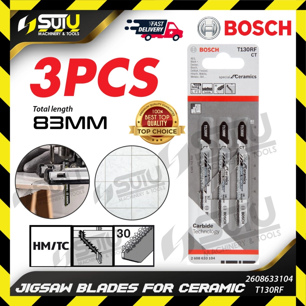 BOSCH 2608633104 (T130RF) Jigsaw Blades For Ceramic (5pcs)