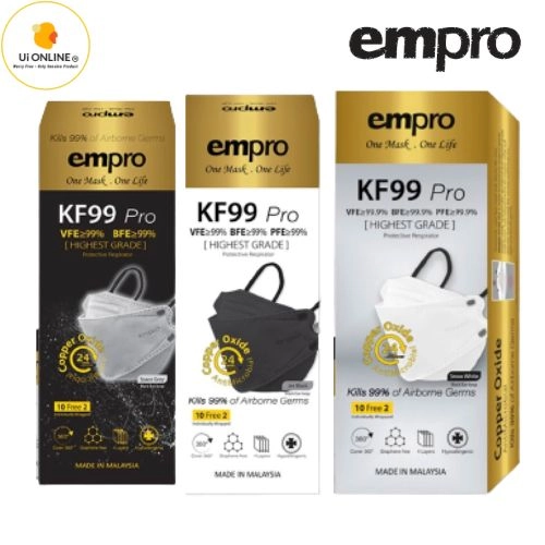 EMPRO RESPIRATOR KF99 PRO COPPER OXIDE ANTIMICROBIAL FACE MASK - 10's+2's