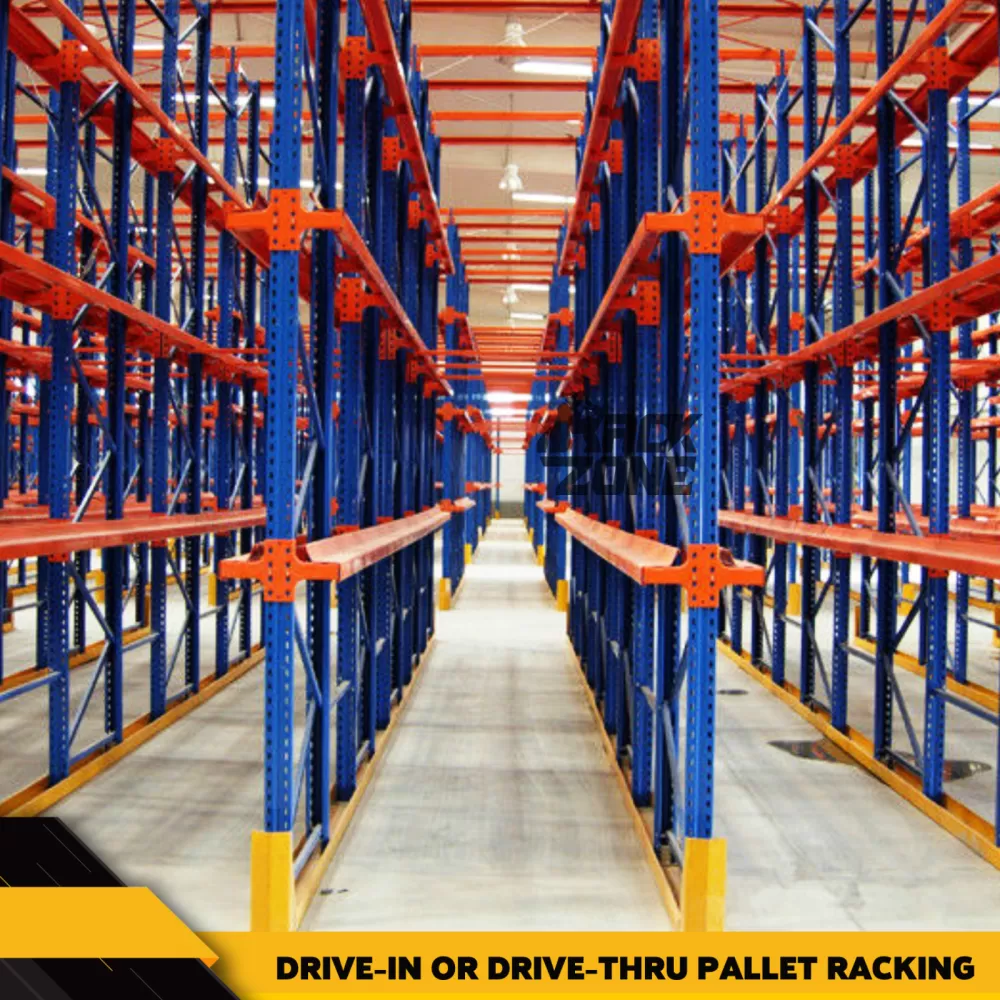 DRIVE-IN OR DRIVE-THRU PALLET RACKING SYSTEM