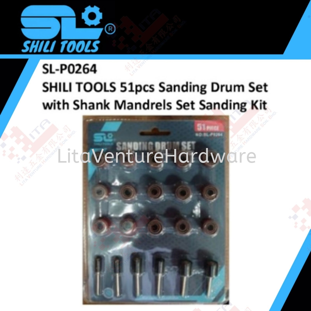 SHILI TOOLS BRAND SANDING DRUM SET WITH SHANK MANDRELS SET SANDING KIT - SLP0264