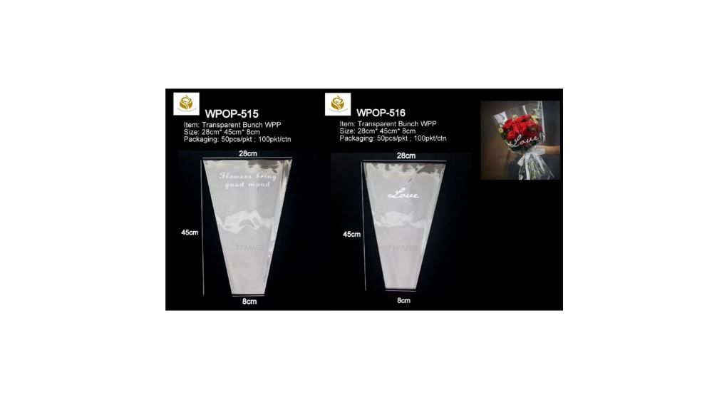 Wording Transparent Bunch WPP - Clear Printed Wrap for Bouquets (WPOP-515/516)