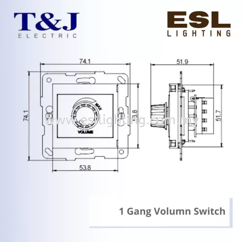 T&J LAVINA"95" SERIES 1 Gang Volumn Switch - JC2-V-W-LAL / JC2-V-W-LBE / JC2-V-W-LBL / JC2-V-W-LBR / JC2-V-W-LGR / JC2-V-W-LIV / JC2-V-W-LLA / JC2-V-W-LSI / JC2-V-W-LTP / JC2-V-W-LWH