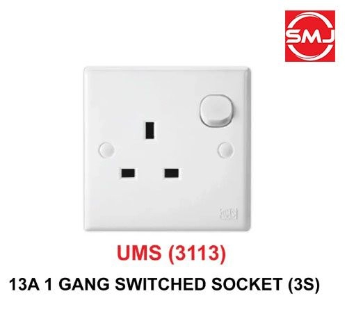 UMS SP 3113 13A 1 Gang SP Switched Socket Outlet (SIRIM Approved)