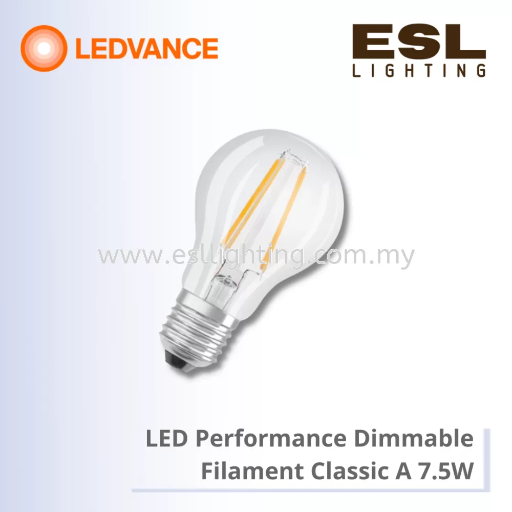 LEDVANCE LED Performance Dimmable Filament Classic A E27 7.5W - 4058075751361 / 4058075751415