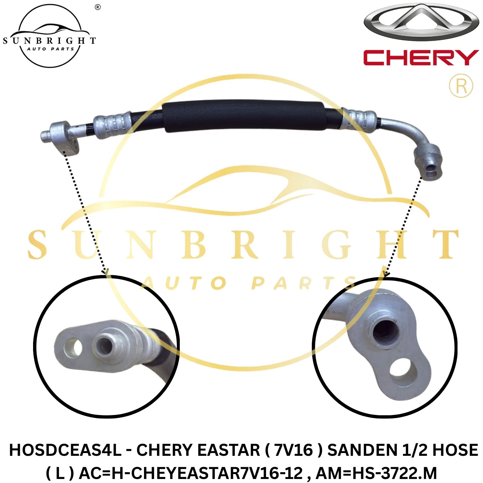 HOSDCEAS4L - CHERY EASTAR ( 7V16 ) SANDEN 1/2 HOSE ( L ) AC=H-CHEYEASTAR7V16-12