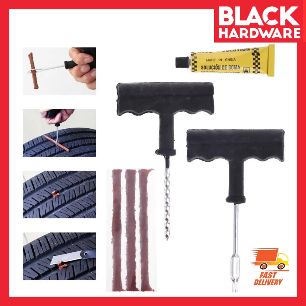 Black Hardware Cacing Tayar Tubeless Tyre Repair Kit Tire Patch Repair Kit Tyre Repair Kit Tampal Penampal Tayar Tampung