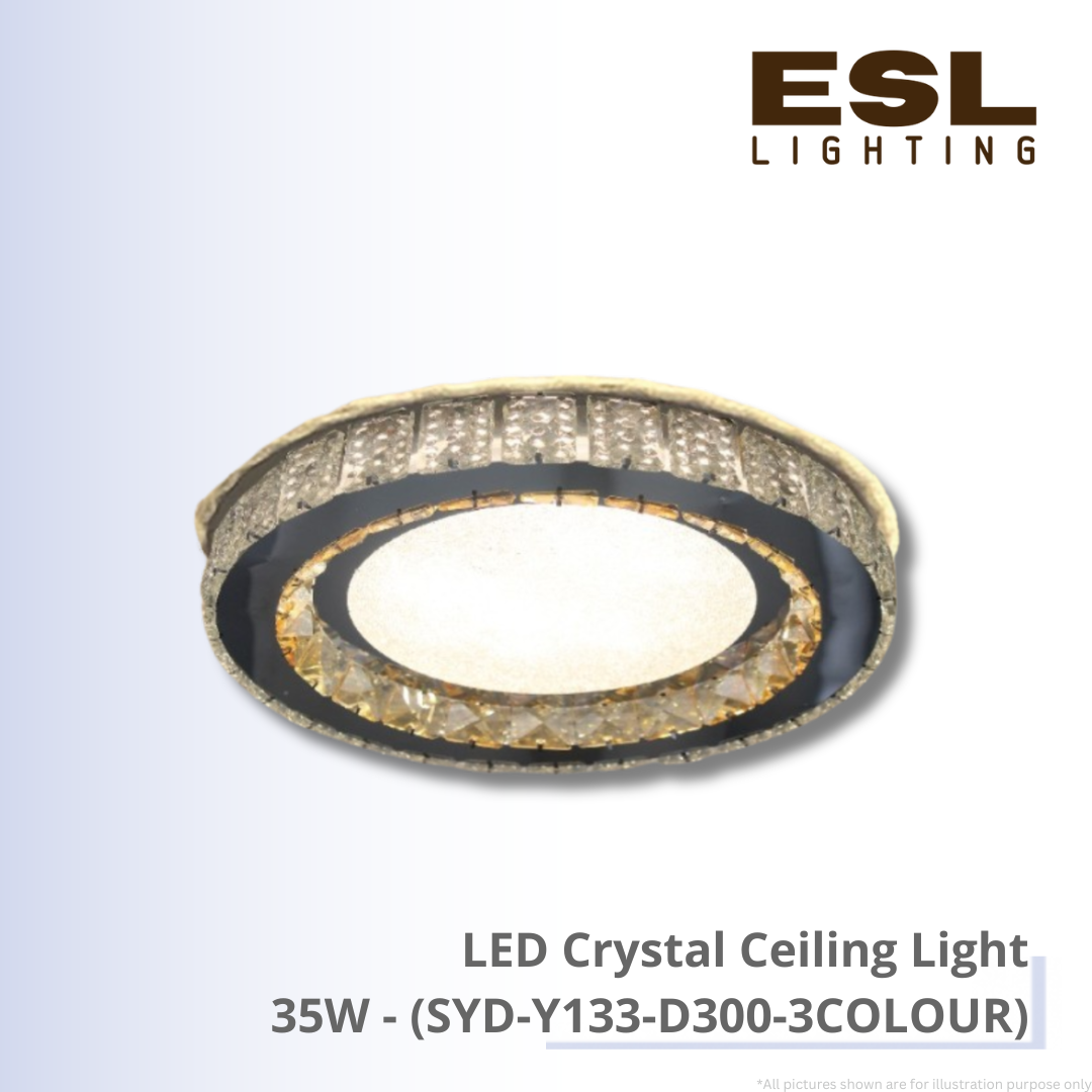 LED Crystal Ceiling Light 35W - SYD-Y133-D300-3COLOUR