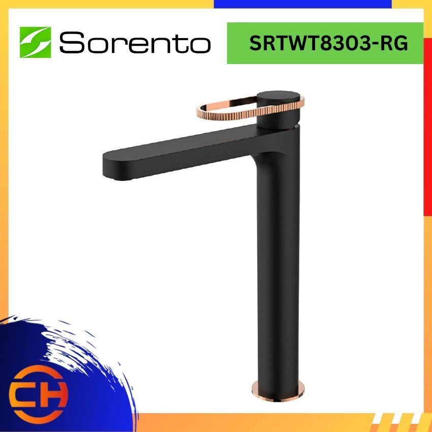 SORENTO BATHROOM FAUCET SRTWT8303-RG High Basin Cold Tap Rose Gold + Matt Black 