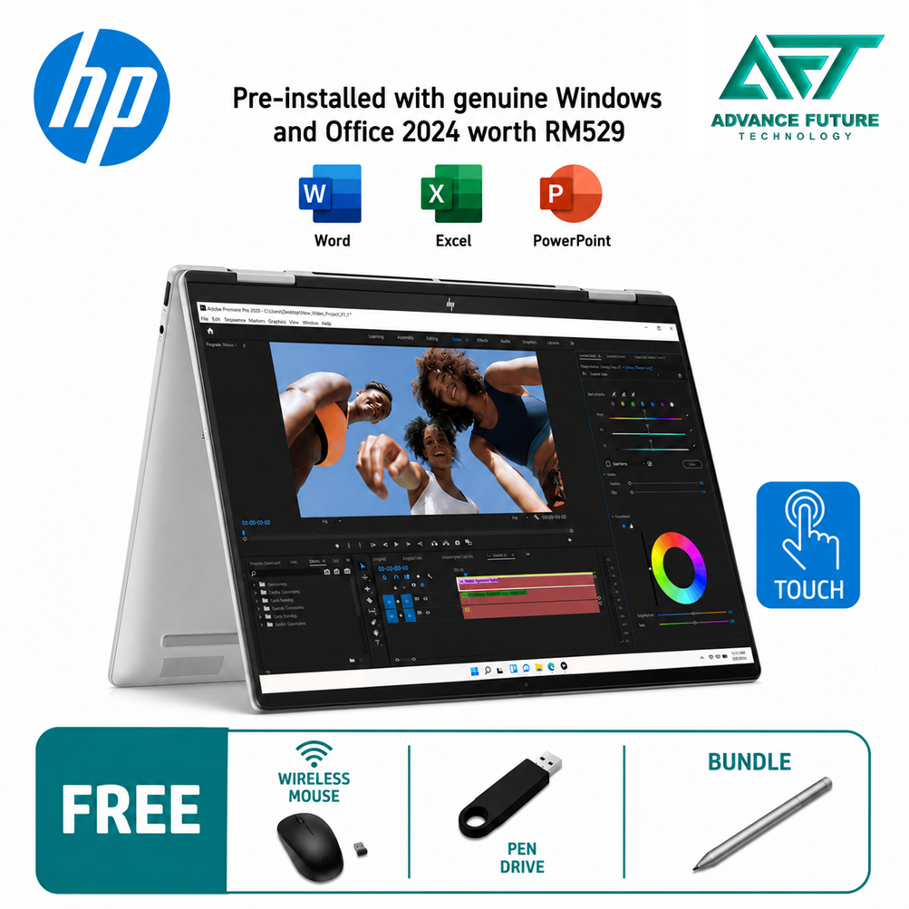 HP Envy X360 14-fa0023AU 14" WUXGA Touch 2-In-1 Laptop Glacier Silver ( AMD Ryzen 7-8840HS, 16GB, 512GB SSD, ATI, W11, H&S 2024&M365 )