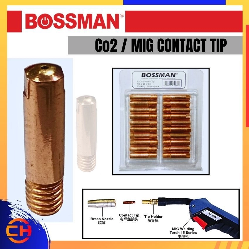BOSSMAN MIG WELDING TORCH 15 SERIES ACCESSORIES BCCT08 / BCCT10 /BCCT12  Co2 / MIG CONTACT TIP 