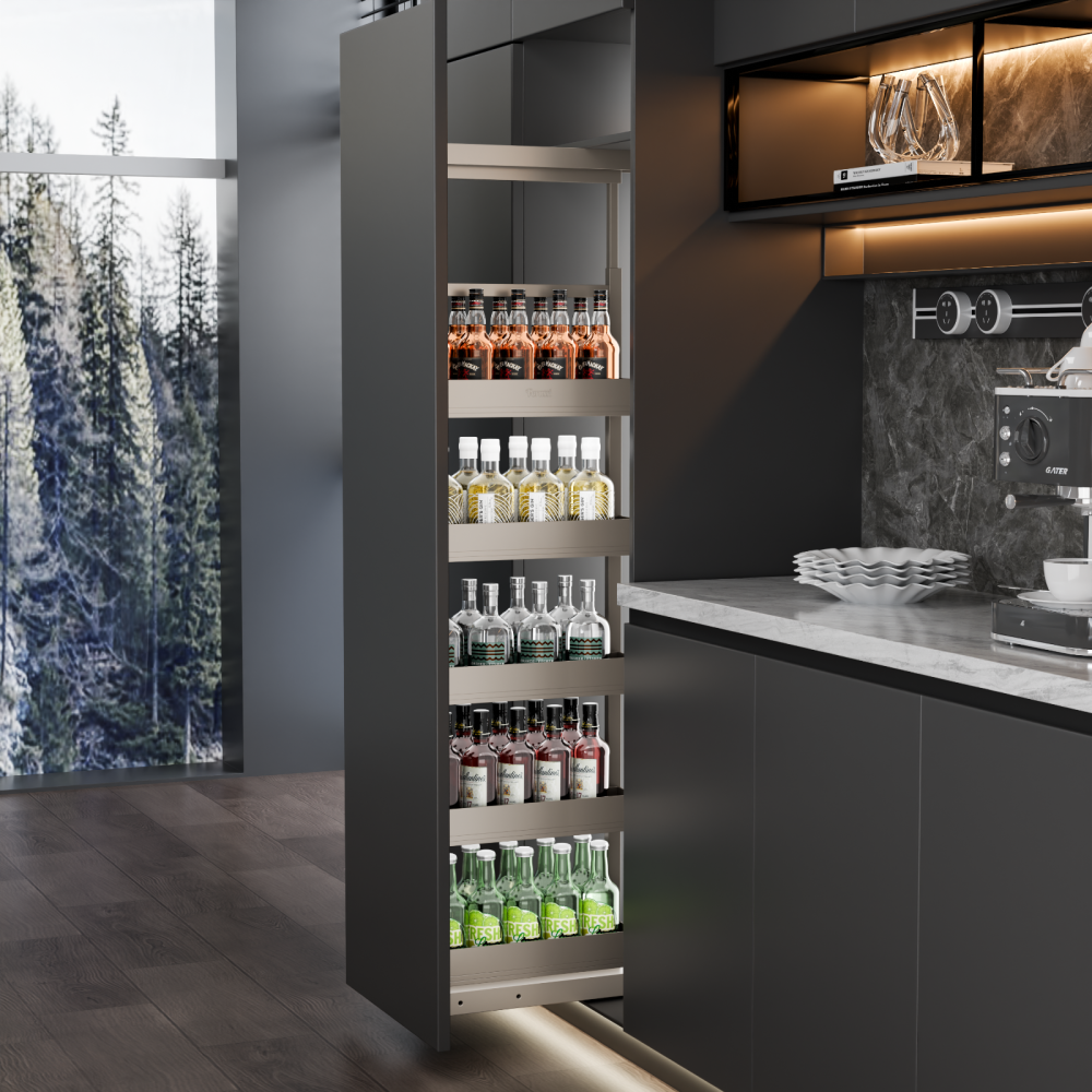 VIPO FD SERIES KITCHEN CABINET TALL LARDER BASKET WT SOFT CLOSE