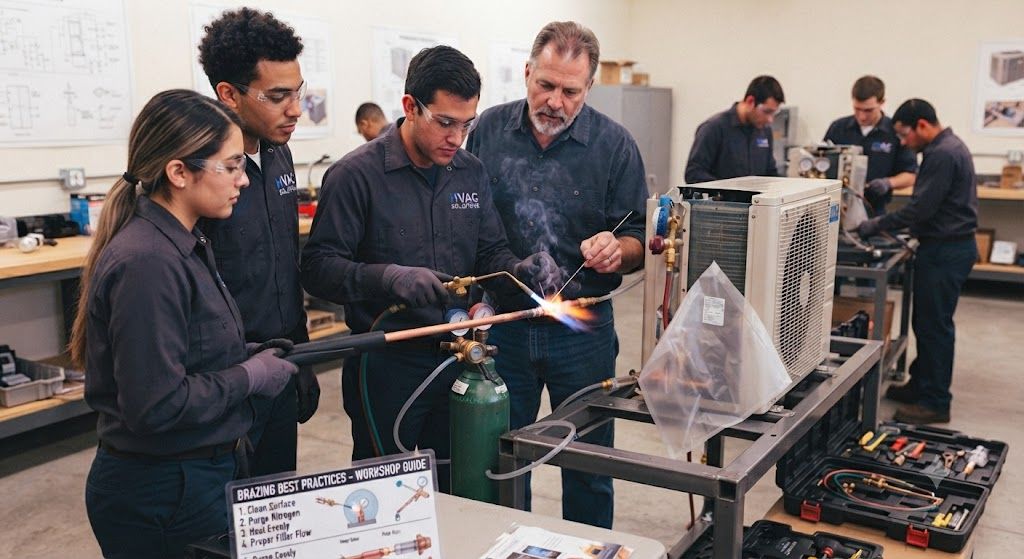 HVAC brazing split air conditioner workshop training