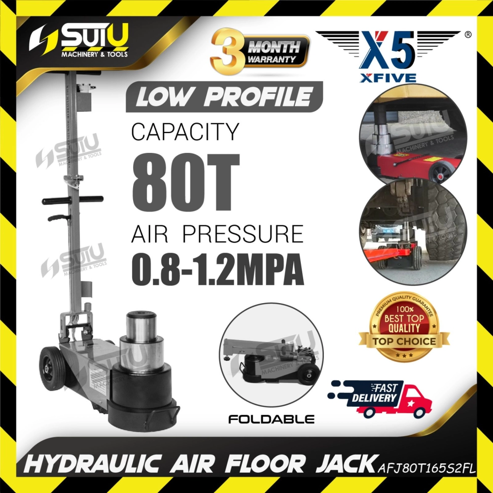 【FOLDABLE】X5 / XFIVE AFJ80T165S2FL 80T / 80Ton / 80 Ton Low Profile Hydraulic Air Floor Jack