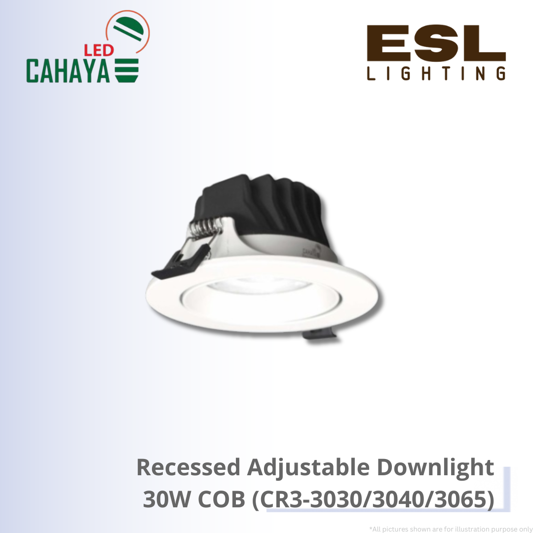 CAHAYA LED Recessed Adjustable Downlight CR3 Series 30W COB - CR3-3030 CR3-3040 CR3-3065 Round White