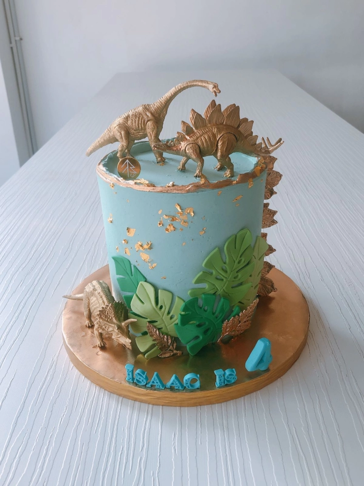 Golden Dinosaur Cake