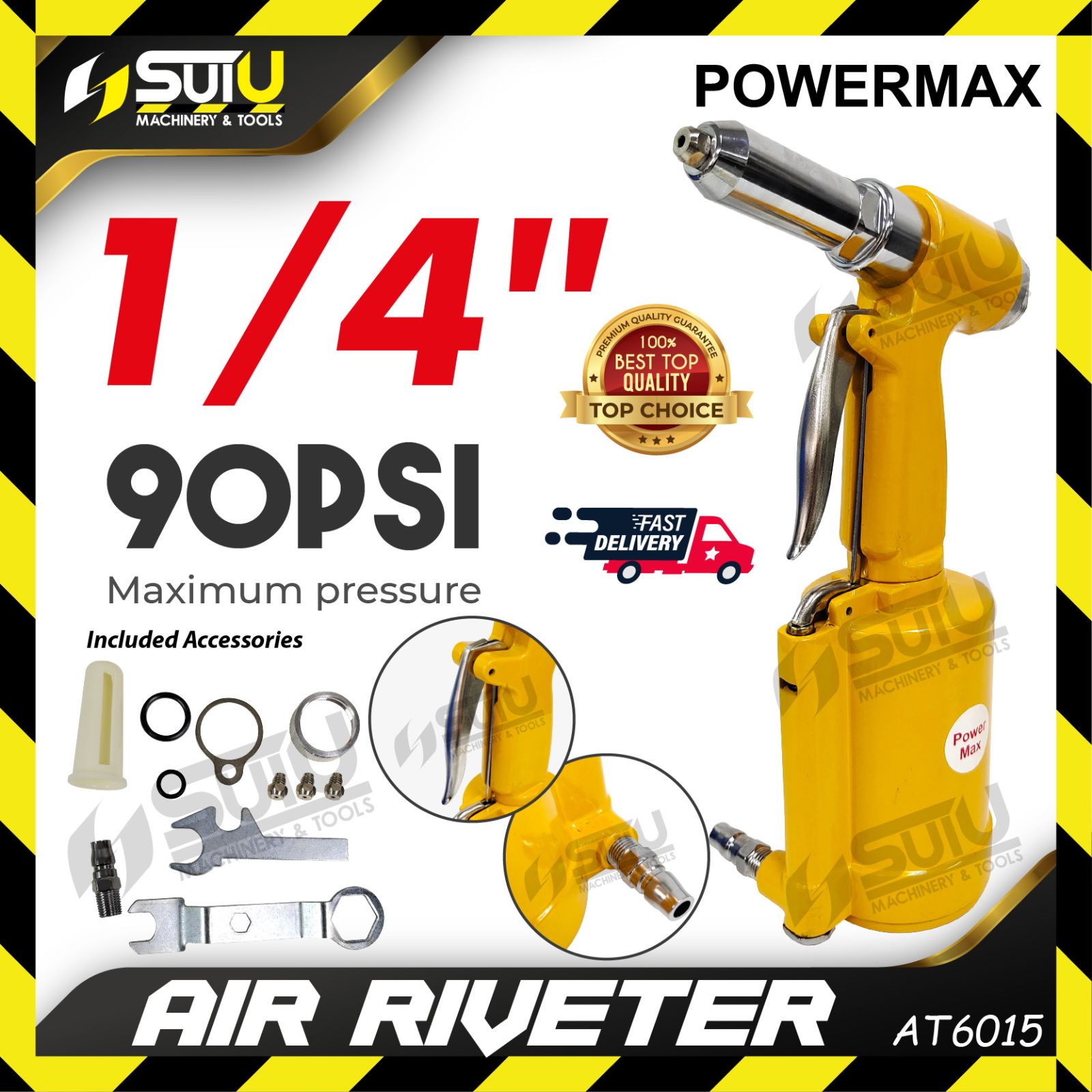 POWERMAX AT6015 / AT-6015 1/4" Air Hydraulic Riveter 90PSI