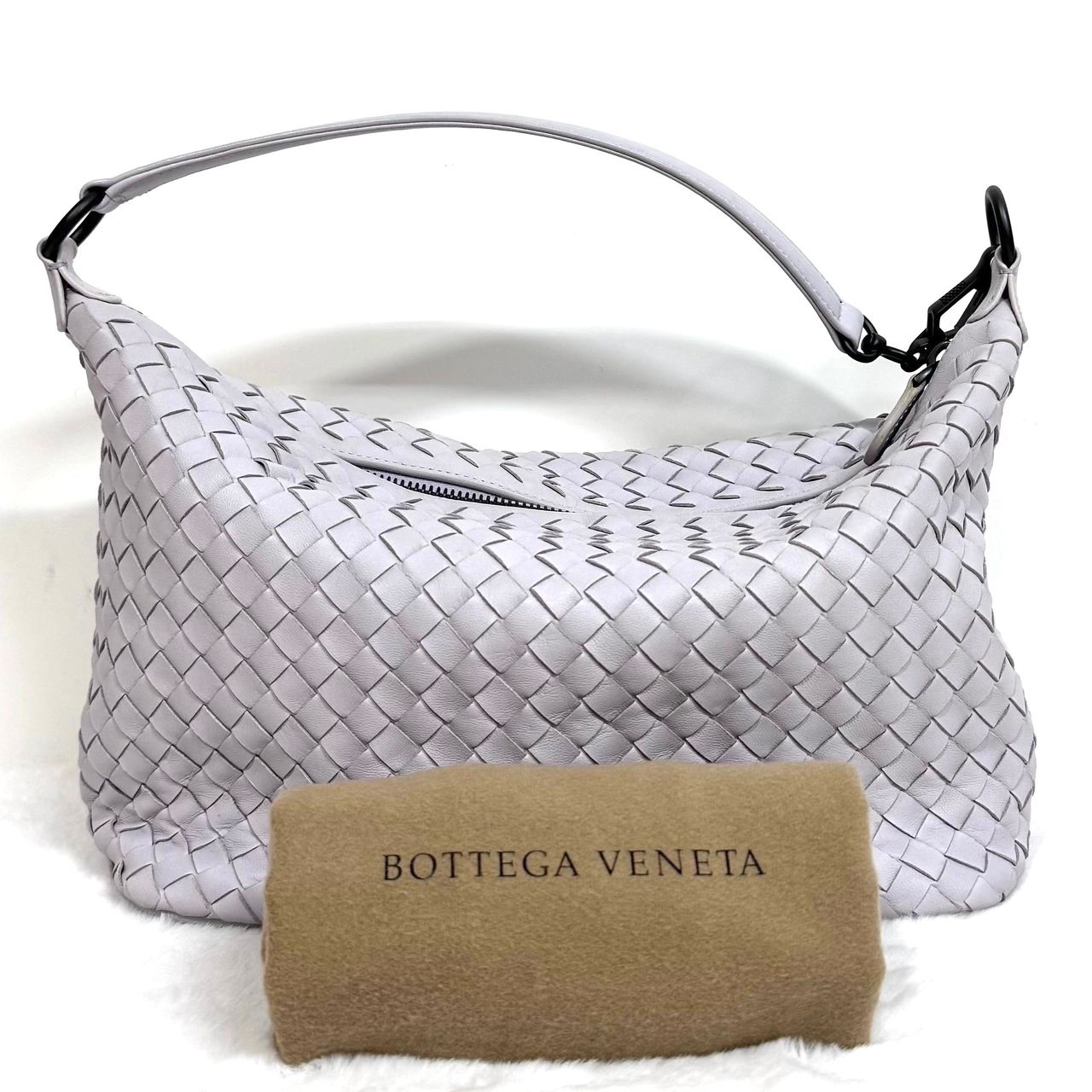 SOFT PURPLE INTRECCIATO NAPPA SMALL SHOULDER BAG IN DARK BROWN HW (2ND HAND)