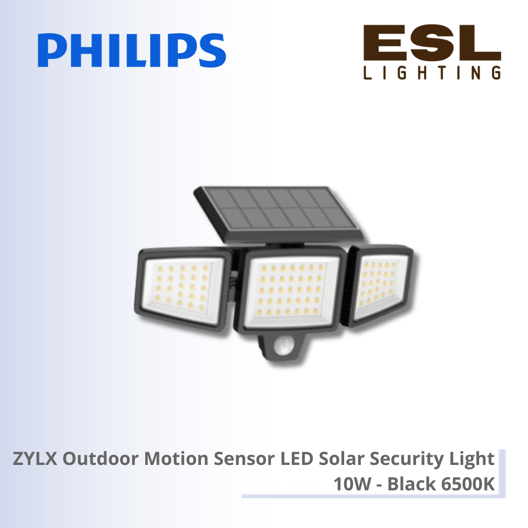 PHILIPS ZYLX LED Outdoor Motion Sensor Solar Security Light 10W - Black 6500K IP65