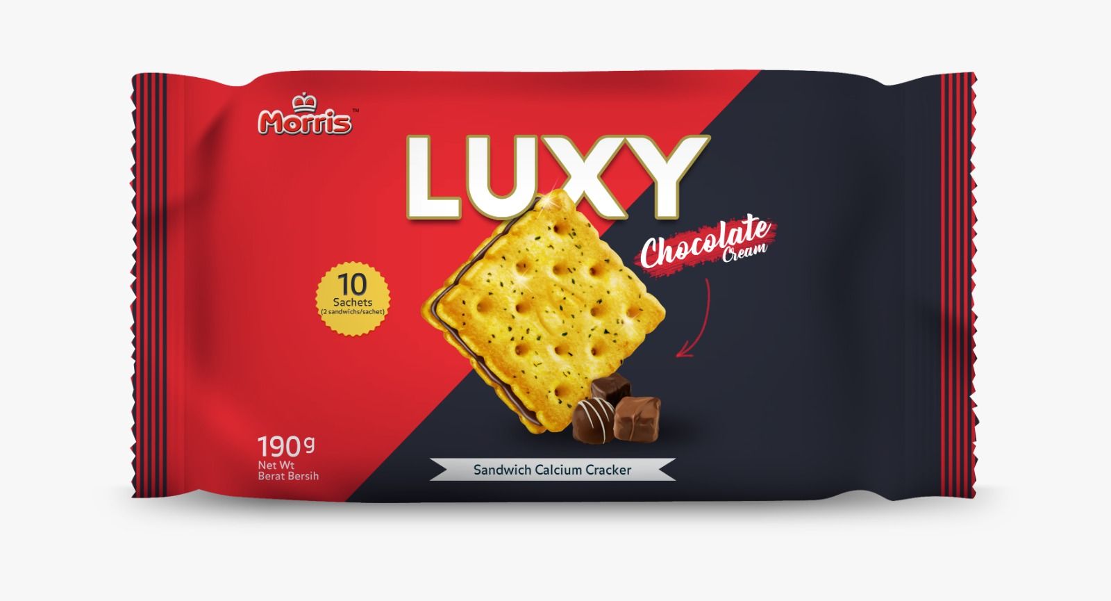 Morris Luxy Chocolate Cream Sandwich Calcium Crackers (190g)