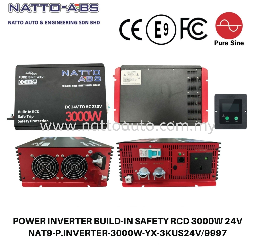 Pure Sine Wave Power Inverter 3000W (24V) Built-in Safety RCD (Residual Current Device)
