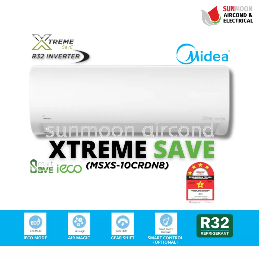 UPGRADE YOUR COMFORT WITH THE MIDEA 1.0HP XTREME SAVE R32 INVERTER AIR CONDITIONER (MSXS-10CRDN8) WITH ENERGY SAVING