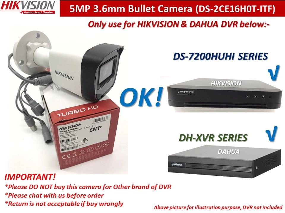 HIKVISION 5MP Bullet Camera (DS-2CE16H0T-ITF) 5MP 3.6mm IR Fixed Bullet CCTV Camera