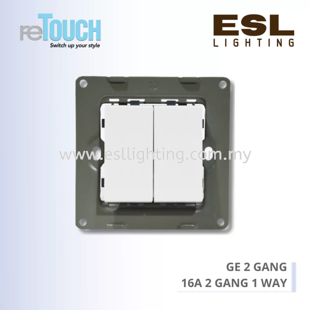 RETOUCH GRAND ELEMENTS - GE 2 GANG - E/SW021W-GW – 16A 2 GANG 1 WAY