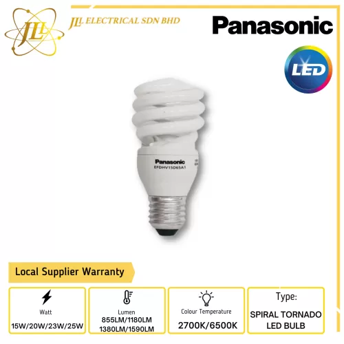 PANASONIC 15W/20W/23W/25W 855LM/1180LM/1380LM/1590LM SPIRAL TORNADO LED BULB [2700K/6500K]