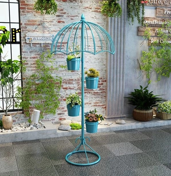 Creative umbrella decoration indoor flower stand European style window succulent green plant stand flower shop bar outdoor flower stand