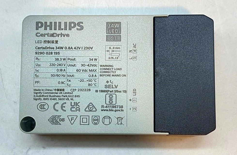 PHILIPS CERTADRIVE 34W 0.8A 42V I 230V ELECTRONIC BALLAST/DRIVER 9290028195