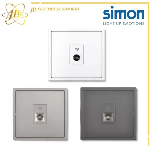 SIMON I7 705111 1 GANG TV OUTLET [MATT WHITE/GOLDEN CHAMPAGNE/GRAPHITE BLACK]