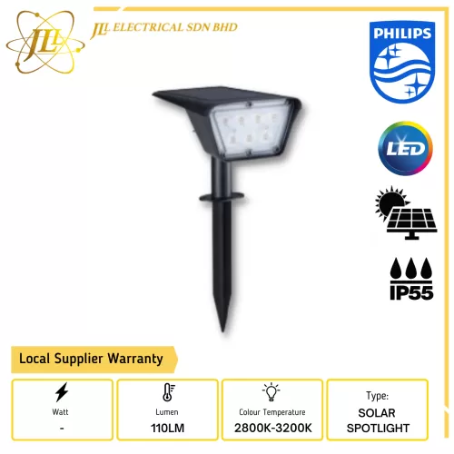 PHILIPS BGC025 LED/730 T1 5V/1.5W 110LM 2800K-3200K IP55 OUTDOOR SOLAR SPIKE SPOTLIGHT 