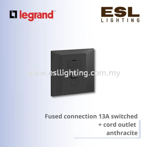 Legrand Belanko™ Fused connection 13A switched  + cord outlet  anthracite