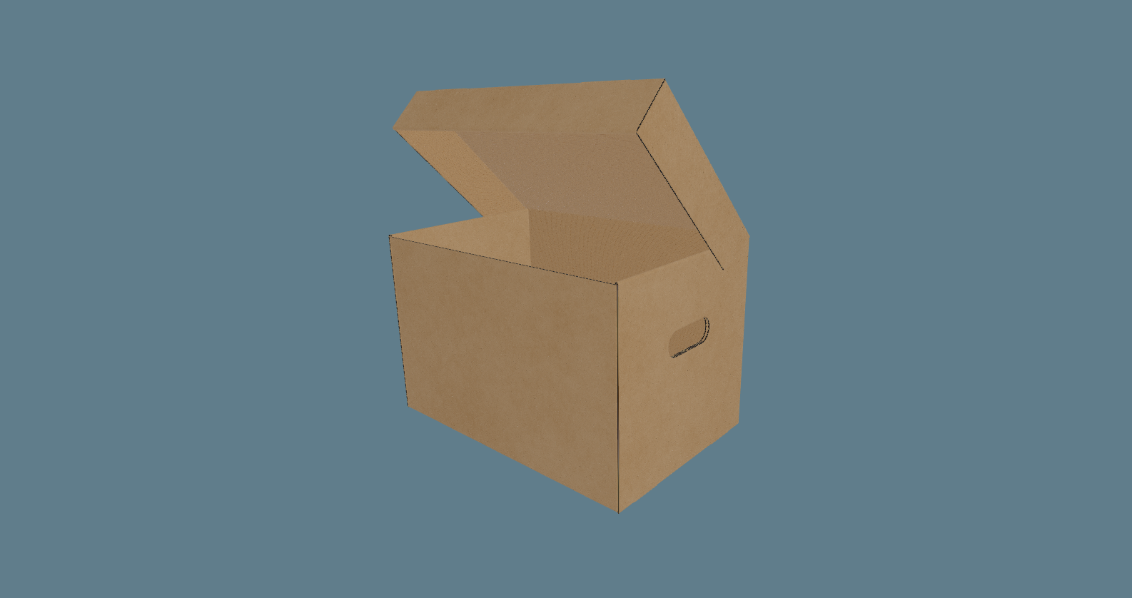 Attached-Lid Storage Carton