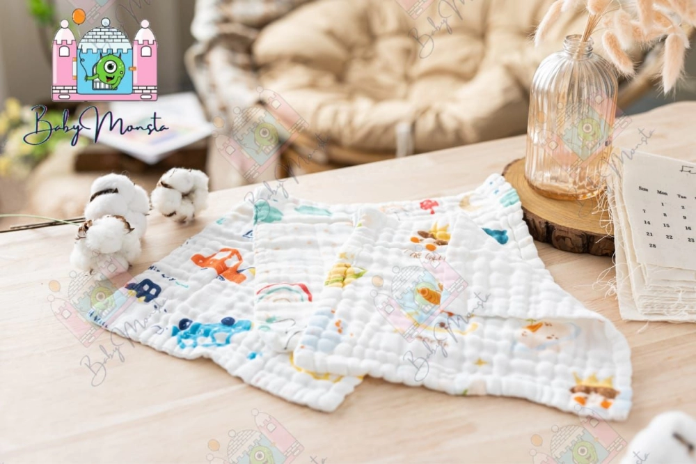 Baby Monsta Baby Handkerchief 25*25CM 100% Cotton 6 Layer Baby Saliva  Towels Baby Burp Bibs Infant Nursing Cloths Breathable Soft Face Hand Towel  Handkerchief Johor Bahru (JB), Malaysia Baby Clothing, Baby Accessories