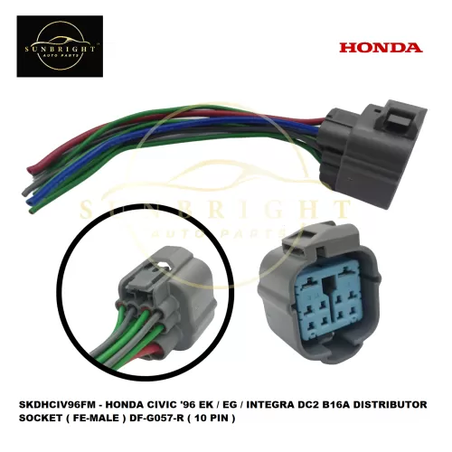 SKDHCIV96FM - HONDA CIVIC '96 EK / EG / INTEGRA DC2 B16A DISTRIBUTOR SOCKET ( FE-MALE ) DF-G057-R ( 10 PIN )