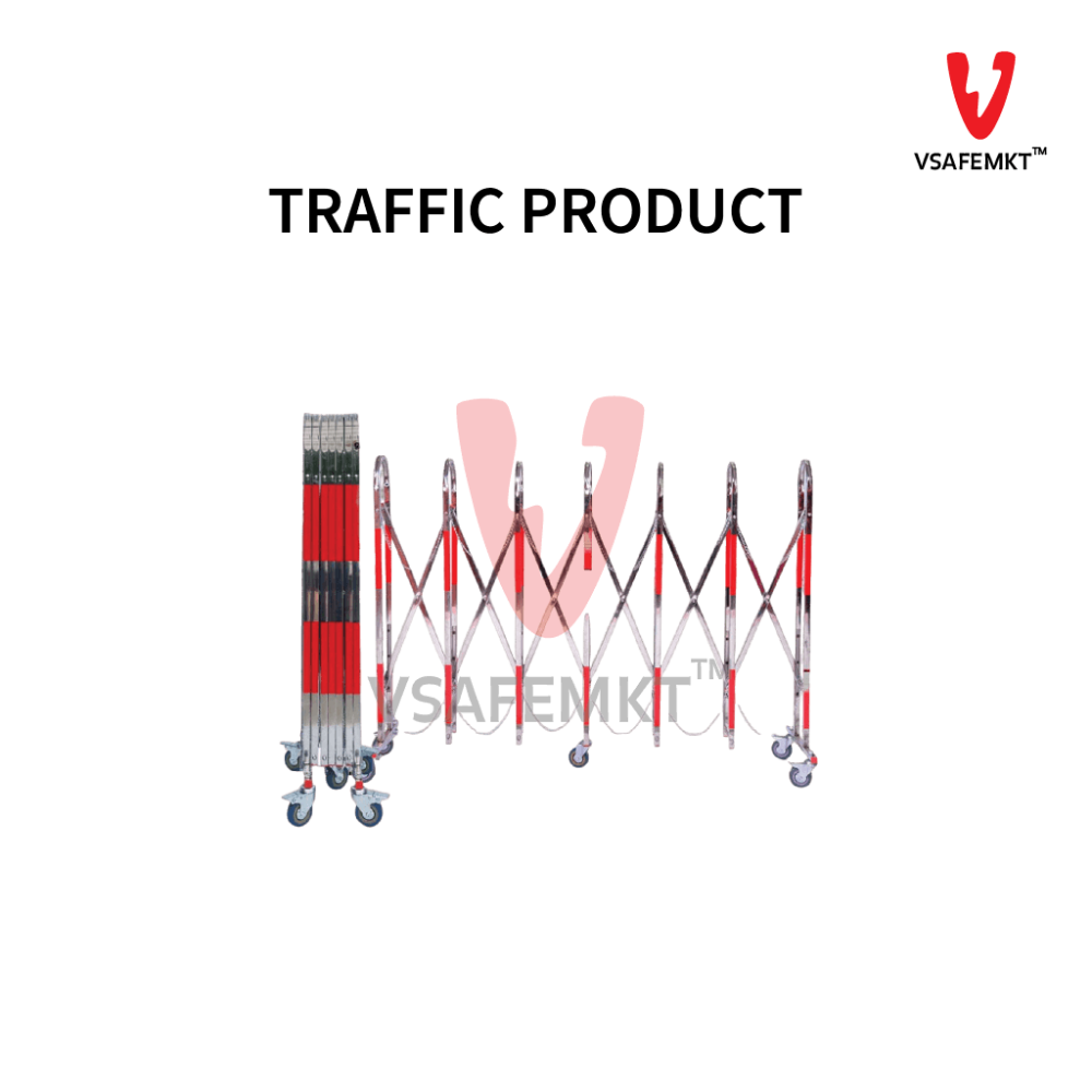 VSAFEMKT | Stainless Steel Expandable Barrier 6M with Wheel | Double Safety Barrier SS 201 | Vsafe