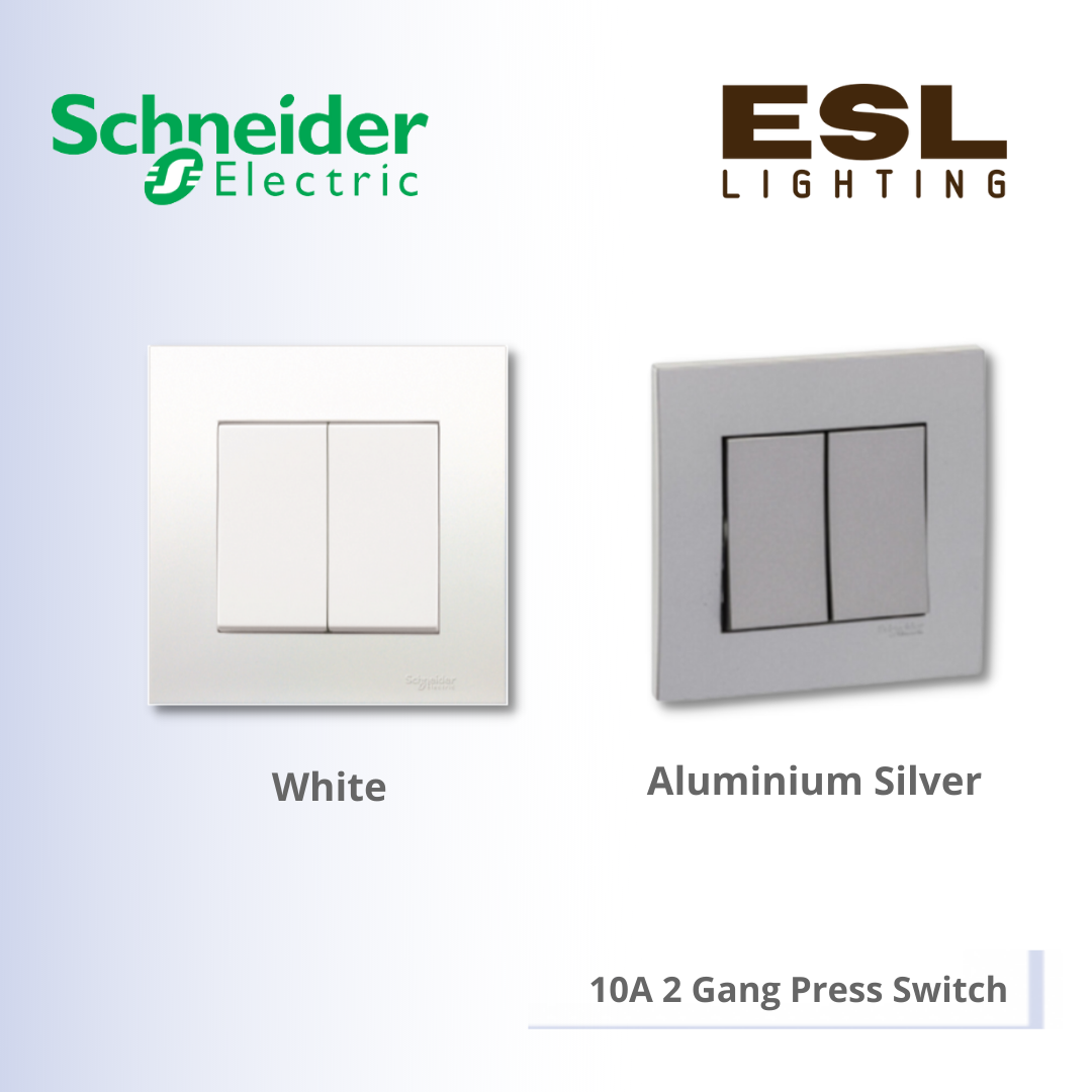 SCHNEIDER Vivace 10A 2 Gang Press Switch - KB32BP_WE_G11 KB32BP_AS_G11