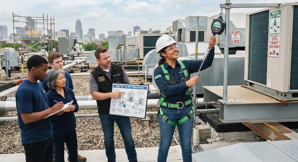 aircon technician fall prevention harness training