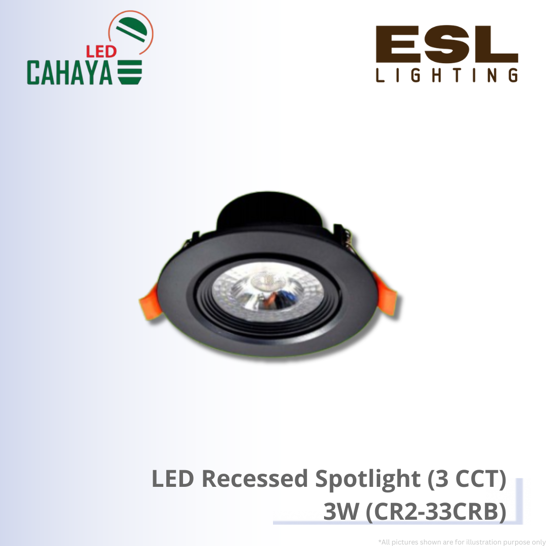 CAHAYA LED Recessed Spotlight CR2 Series 3CCT 3W - CR2-33CRB 3 Color LED Eyeball