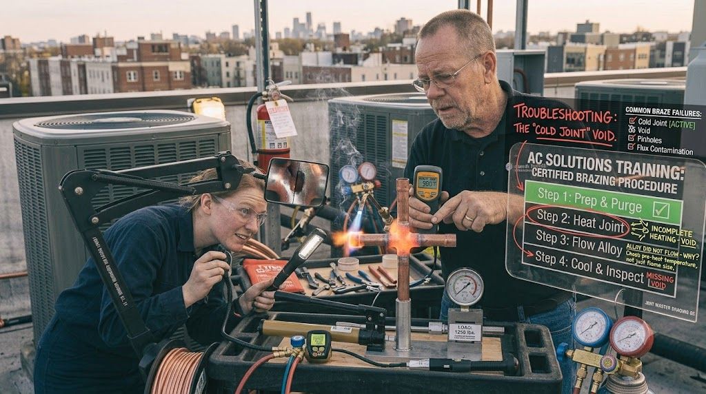 HVAC copper pipe brazing troubleshooting