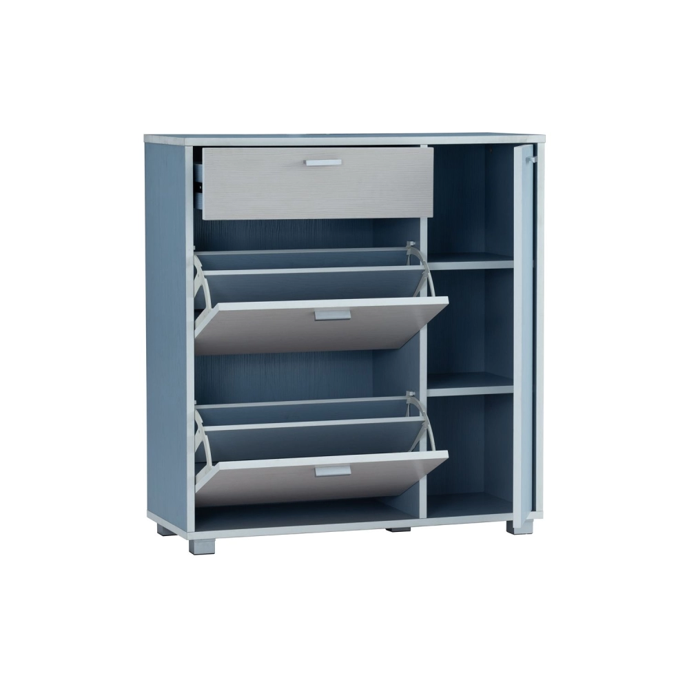 Talbot Shoe Cabinet (Blue + Light Grey)