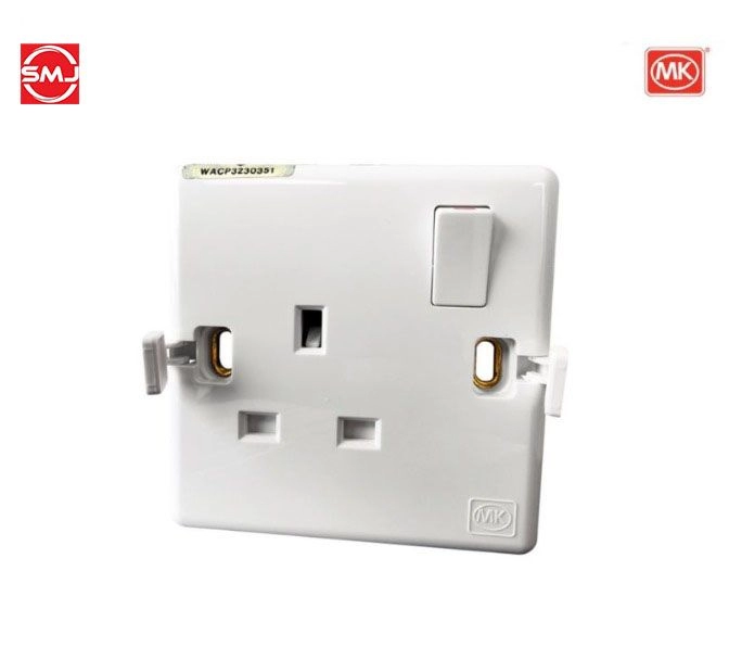 MK E2757WHI 13A 1 Gang Switch Socket Outlet (SIRIM Approved)