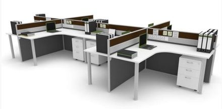L shape workstation with full board partition