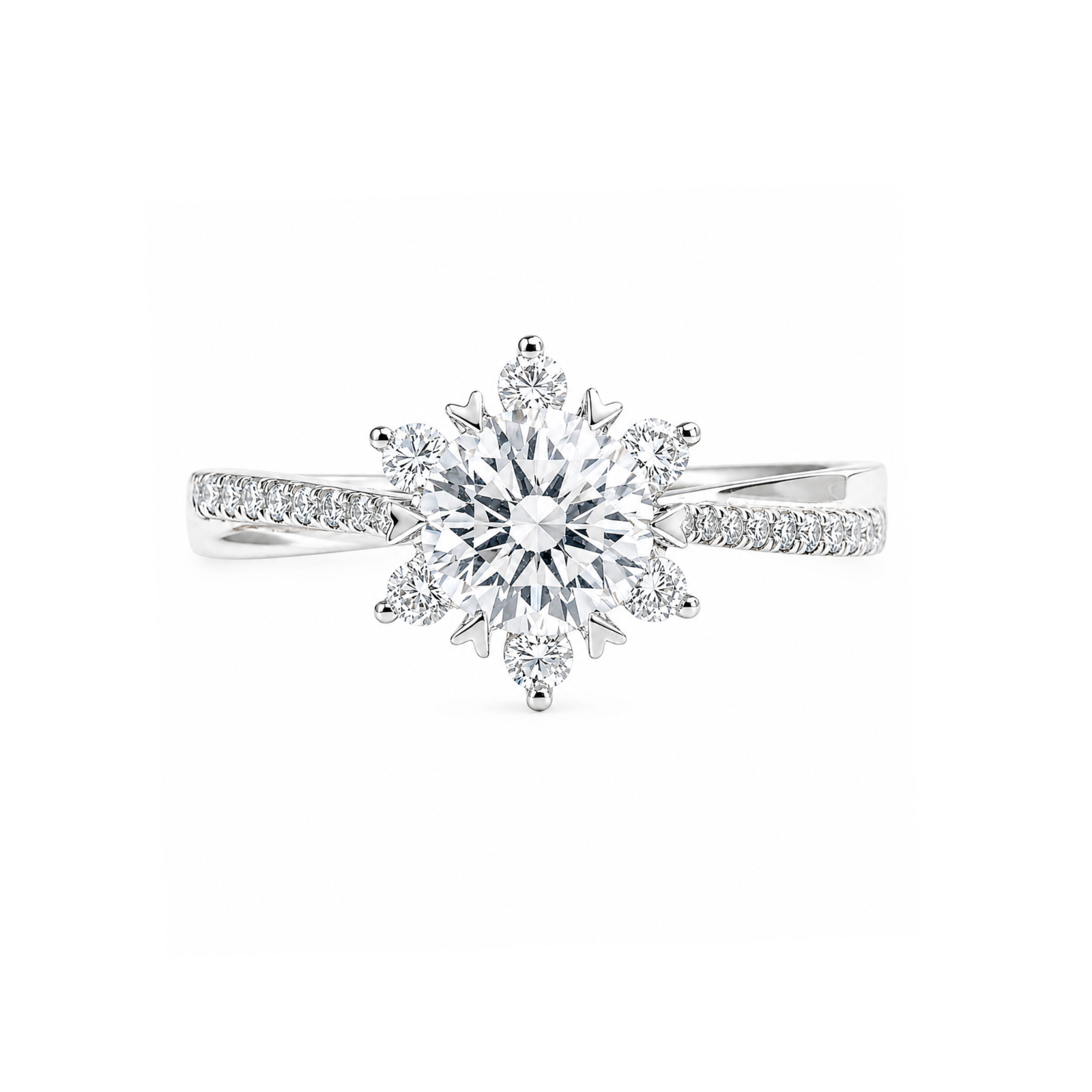 Roman & Co庐 Snowkiss Snowflake Crown Engagement Ring