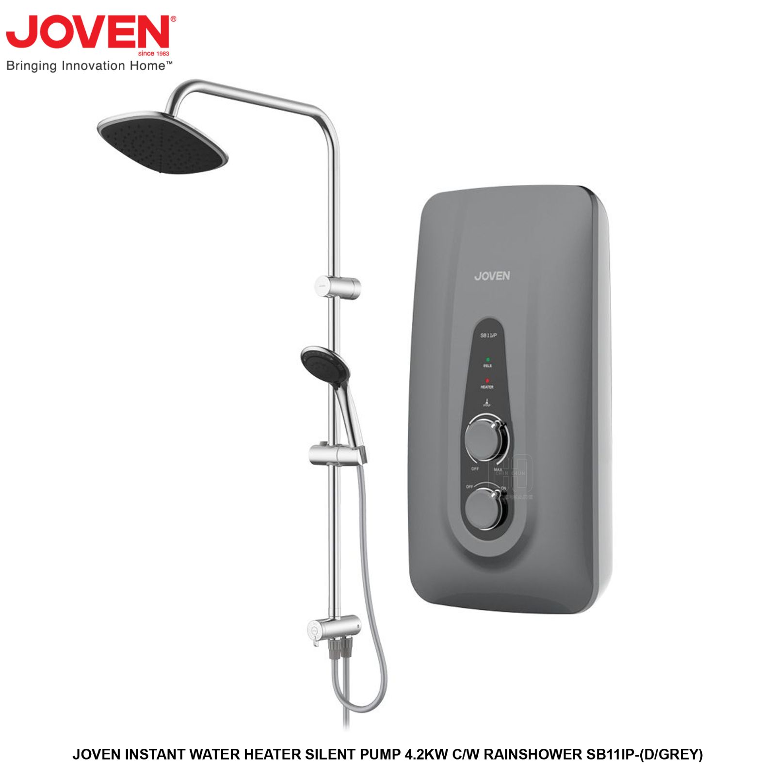 JOVEN INSTANT WATER HEATER SILENT PUMP 4.2KW COME WITH RAINSHOWER SB11IP DARK GREY