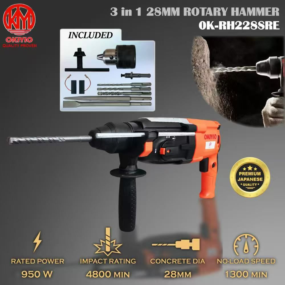 OKIYIO 28mm ROTARY HAMMER 3 IN 1 (950w)